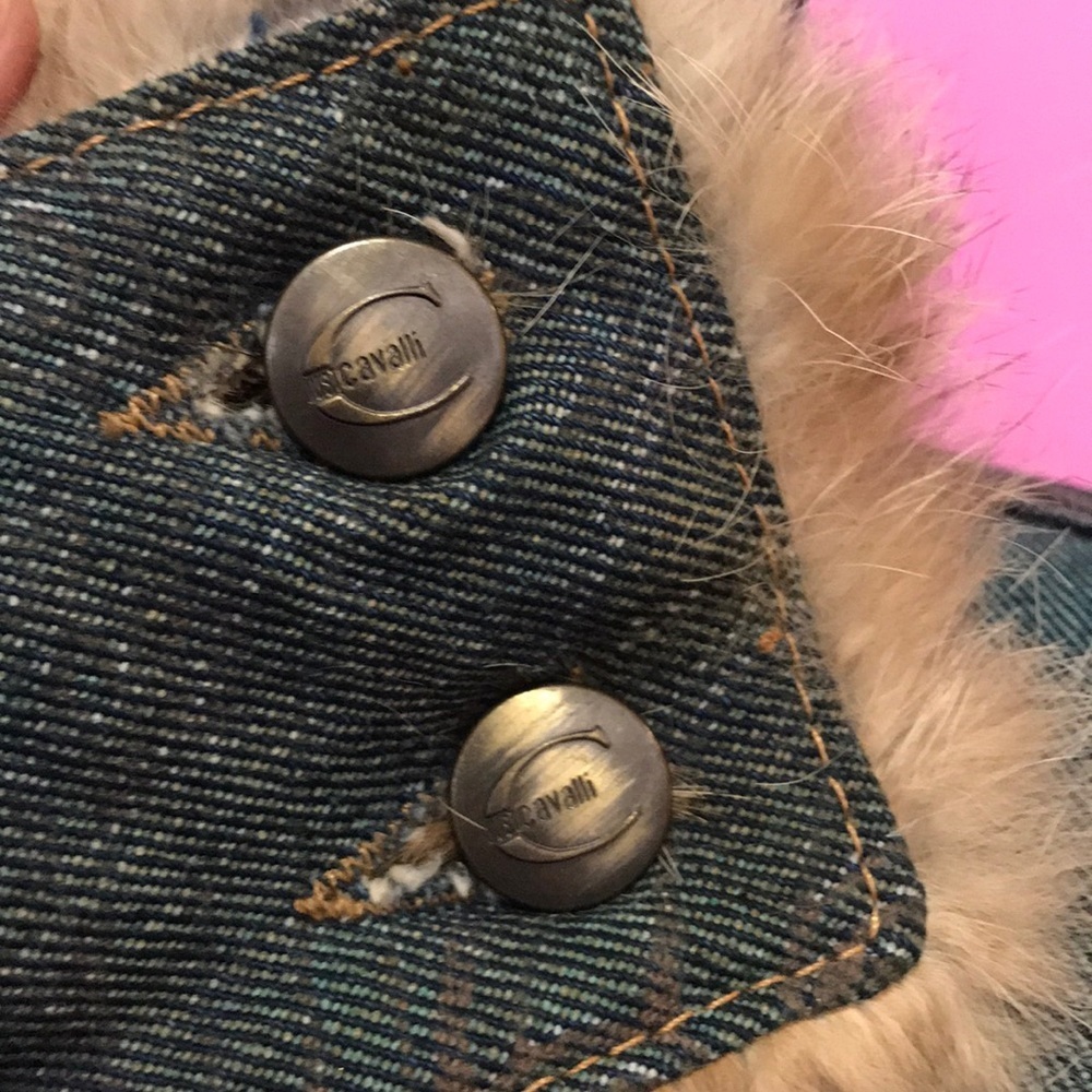 Roberto Cavalli Denim Rabbit Fur Lined Jacket - Picture 12 of 16